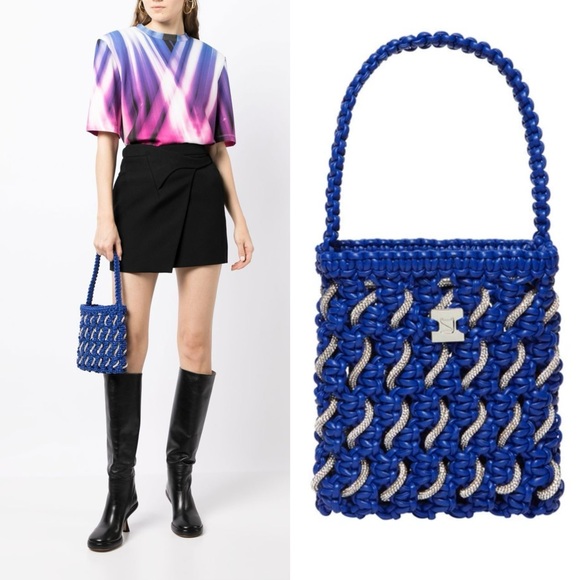 Yuzefi Handbags - Yuzefi Woven Crystal Tote Bag